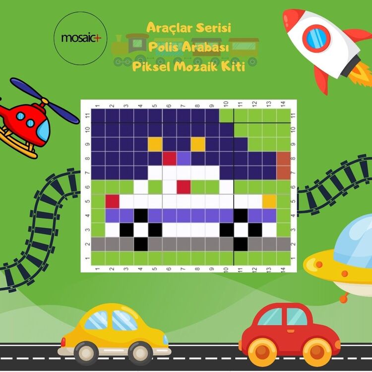 POLİS ARABASI Çocuklar İçin Piksel Mozaik Kiti