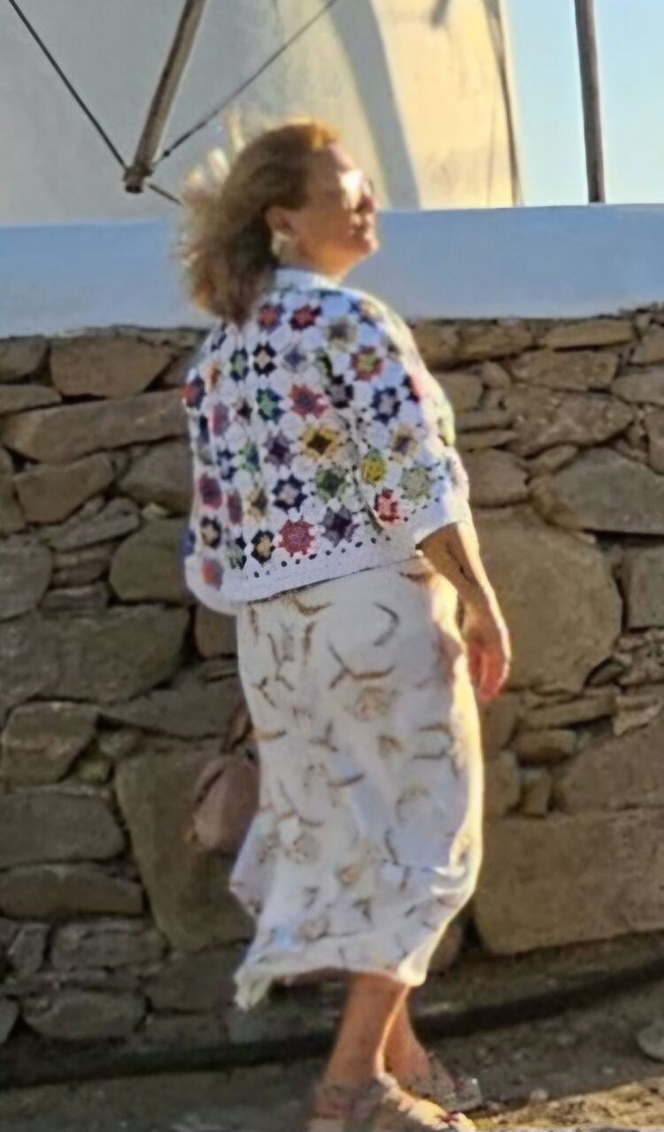 Motif yazlık örgü çeket 