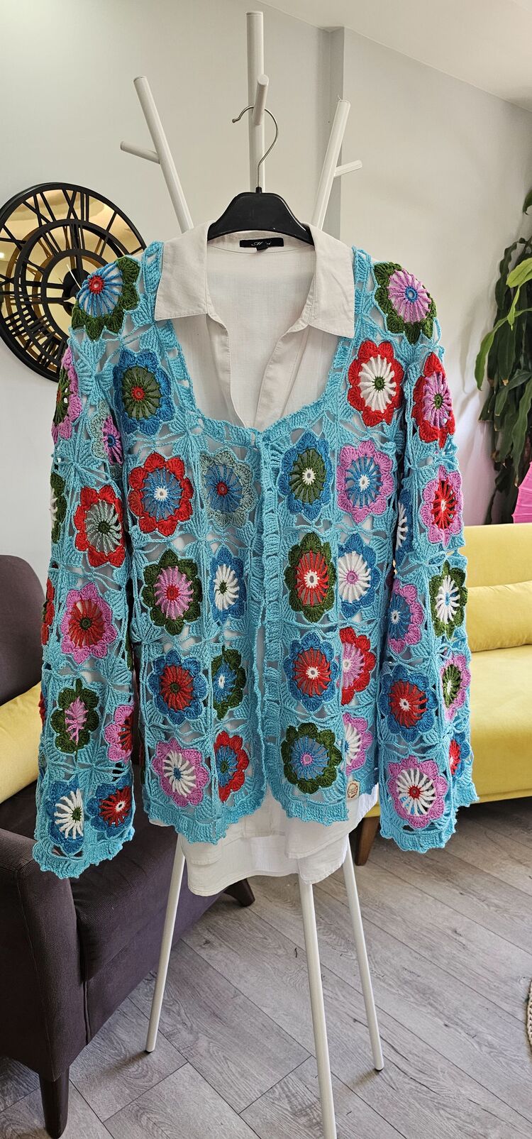 Motif rengarenk yazlık hırka 
