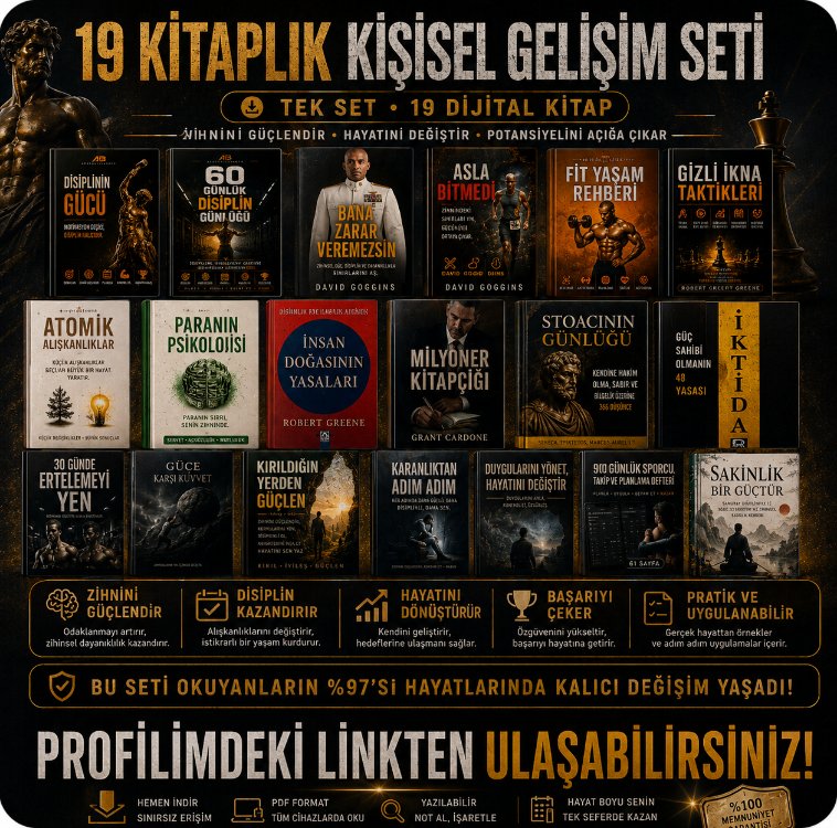 Kişisel Gelişim Mega Seti (19 Kitap) | Disiplin, Motivasyon, Başarı ve Finans PDF E-Kitap
