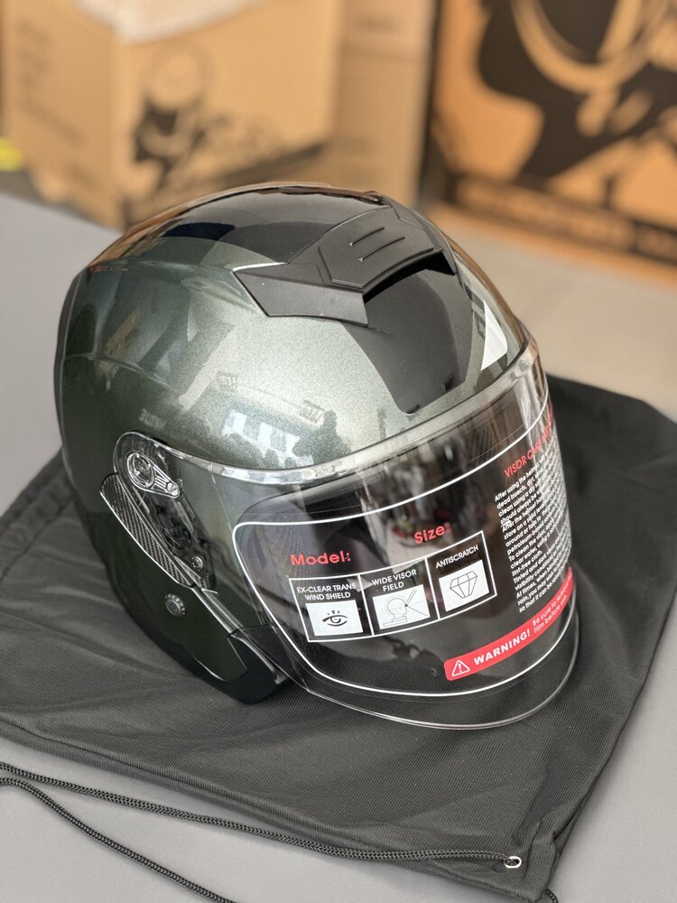 YARIM KASK (HAKİ) GÜNEŞ GÖZLÜKLÜ VE İNTERKOM UYUMLU / MOTOKASKK