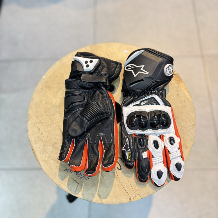 Alpinestars Turuncu Beyaz Deri Eldiven