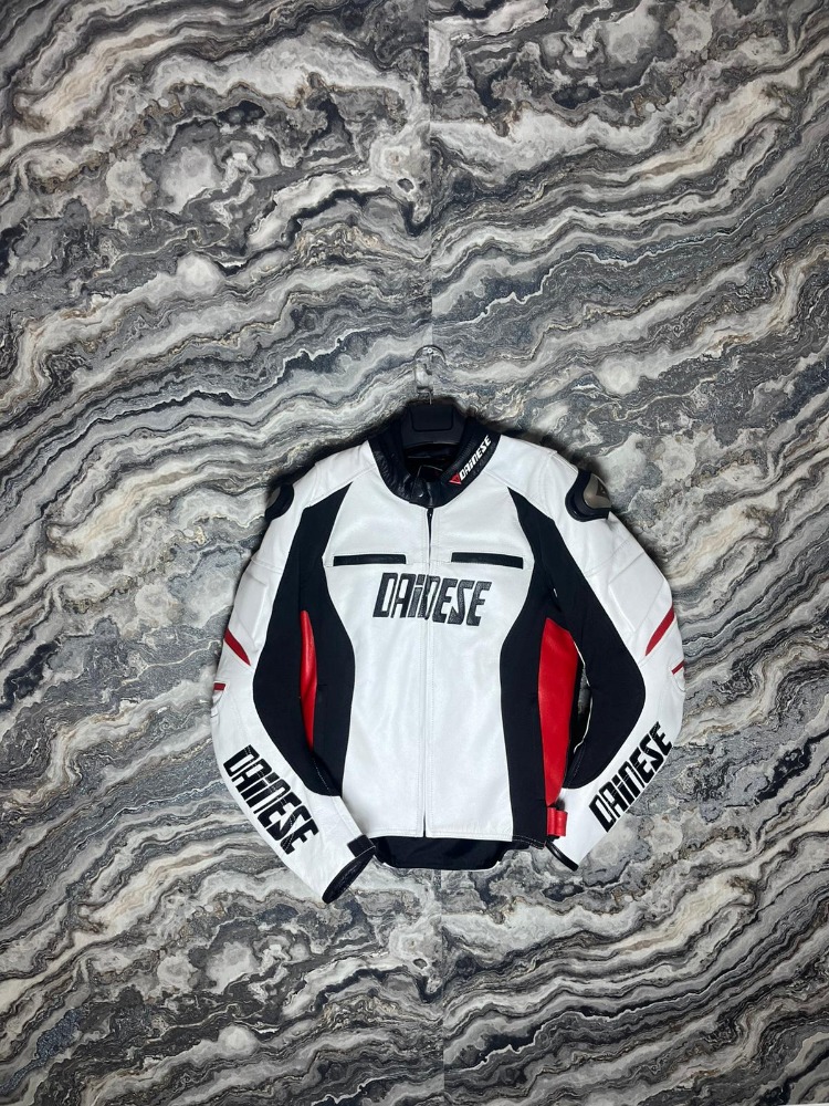 Dainese Beyaz Kırmızı 4 Mevsim Deri Mont
