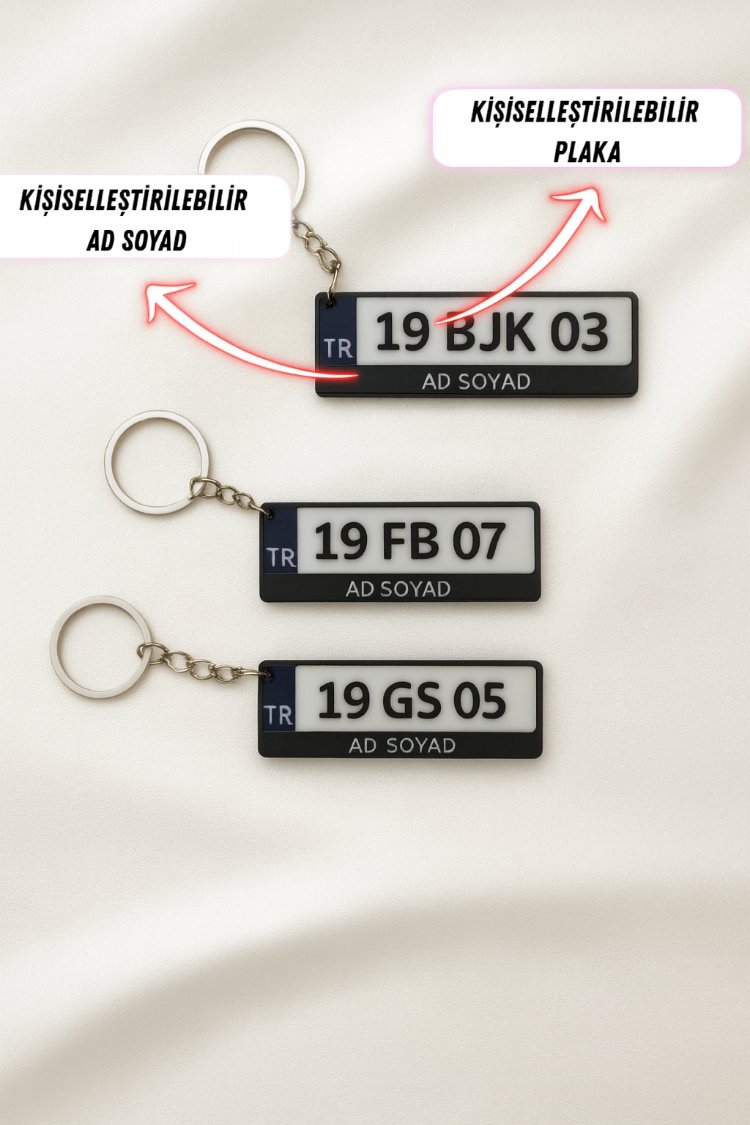 Kişiselleştirilebilir özel plaka anahtarlık ( 1 Adet )