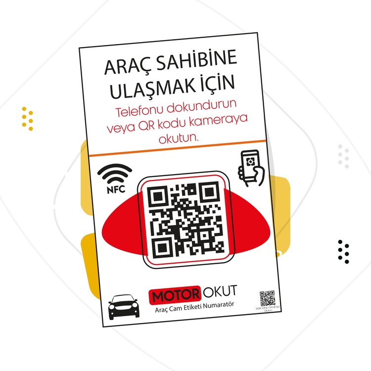 MotorOkut Araç kartı- Araba Numara Kartı QR NFC KartıAraç sahibine ulaş