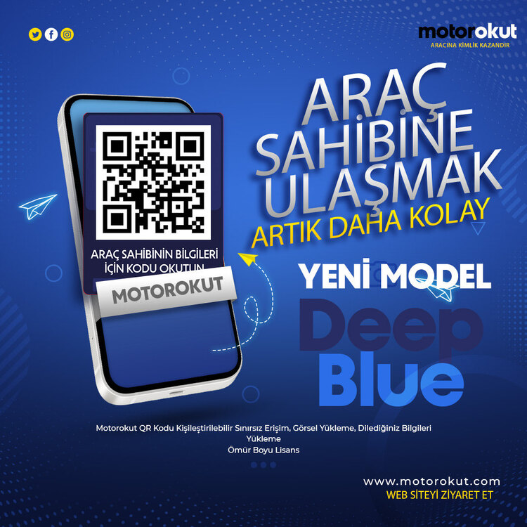 MotorOkut DeepBlue QR Kod Numaramatik YENİ MODEL