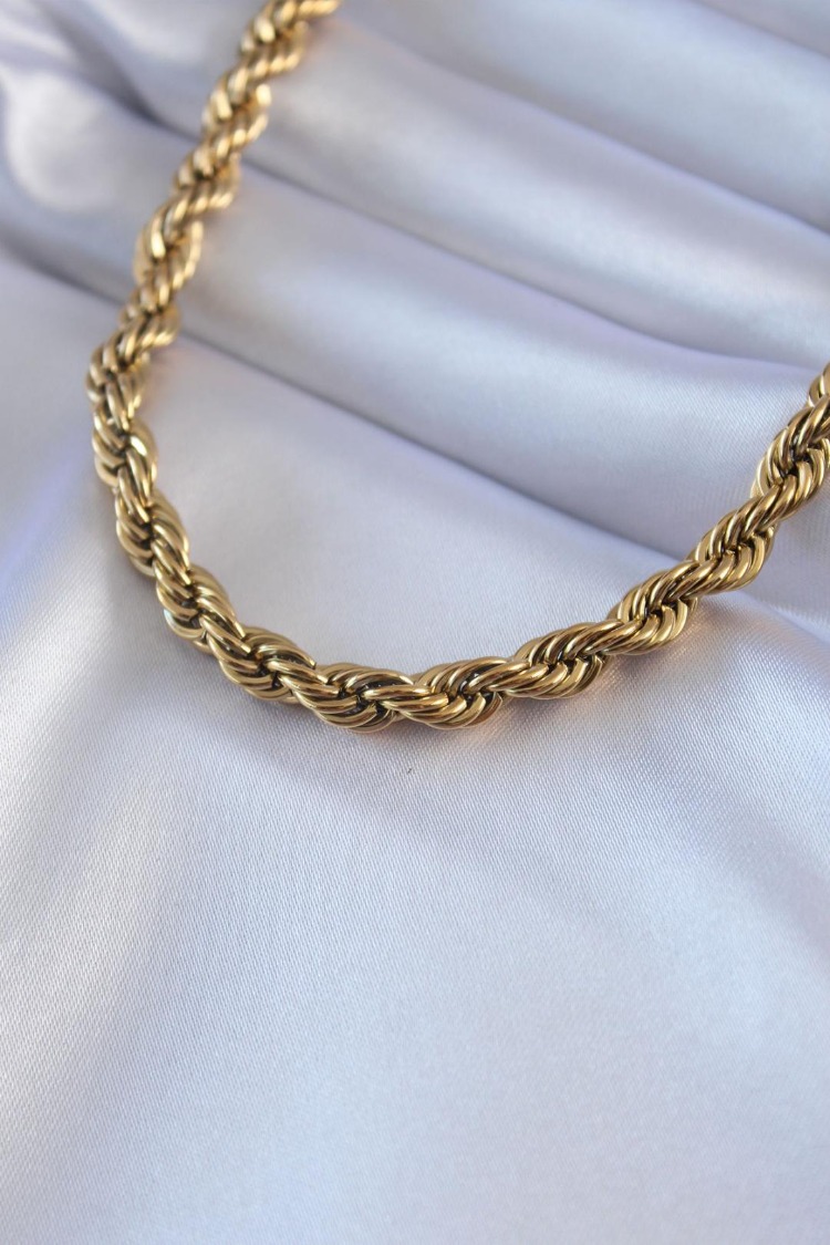 316L Çelik Gold Renk Burgu Model 45 cm Kadın Kolye | BKO7589