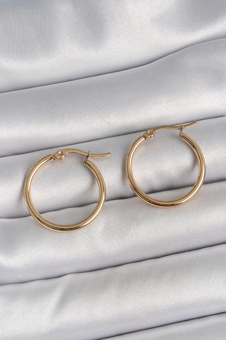 316 Çelik Gold Renk 22mm Kadın Halka Model Kadın Küpe | BKP10507