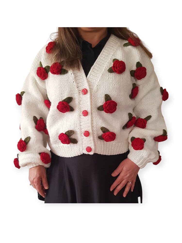 Güllü Hırka - Beyaz - Model Adı: Rose