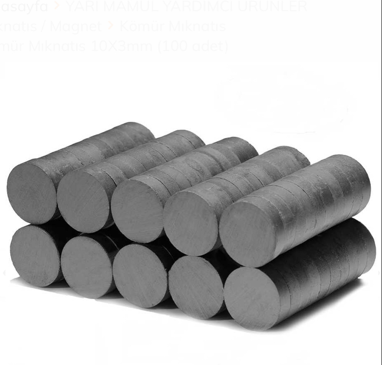 Kömür Mıknatıs 10x3 mm Yuvarlak 100 adet 