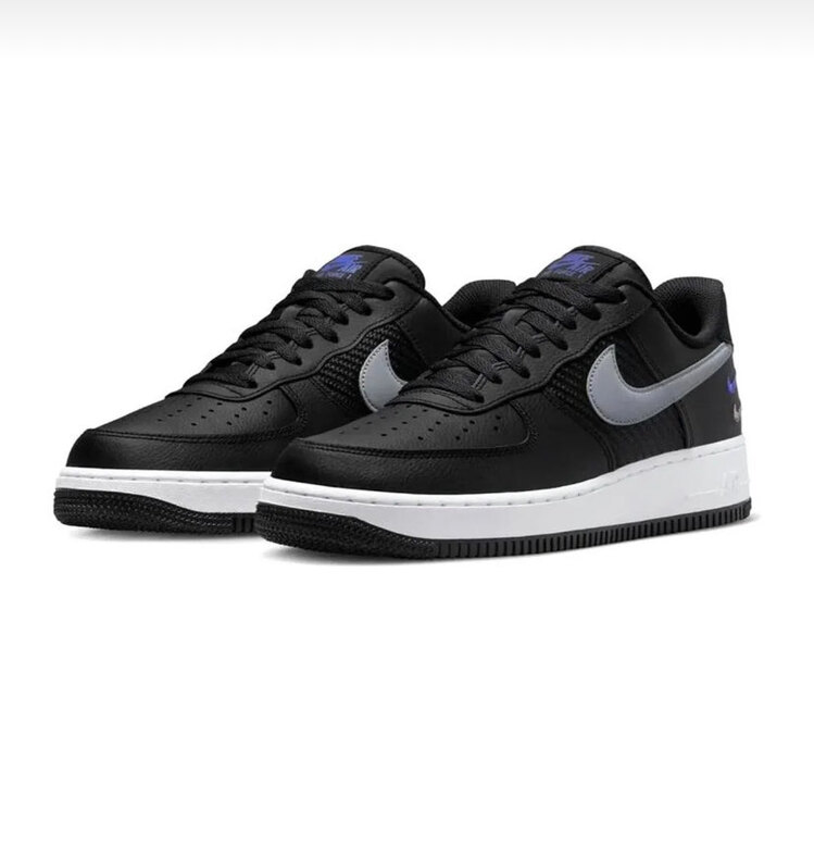 Nike Air Force 1 07 Triple Swoosh Black Grey Racer Blue