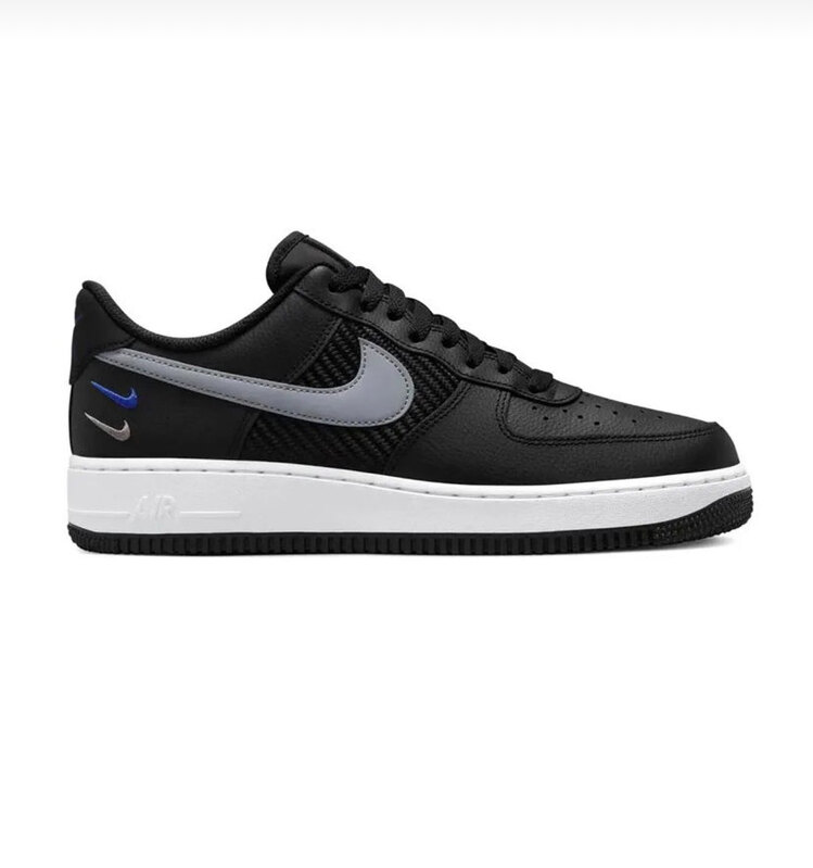 Nike Air Force 1 07 Triple Swoosh Black Grey Racer Blue