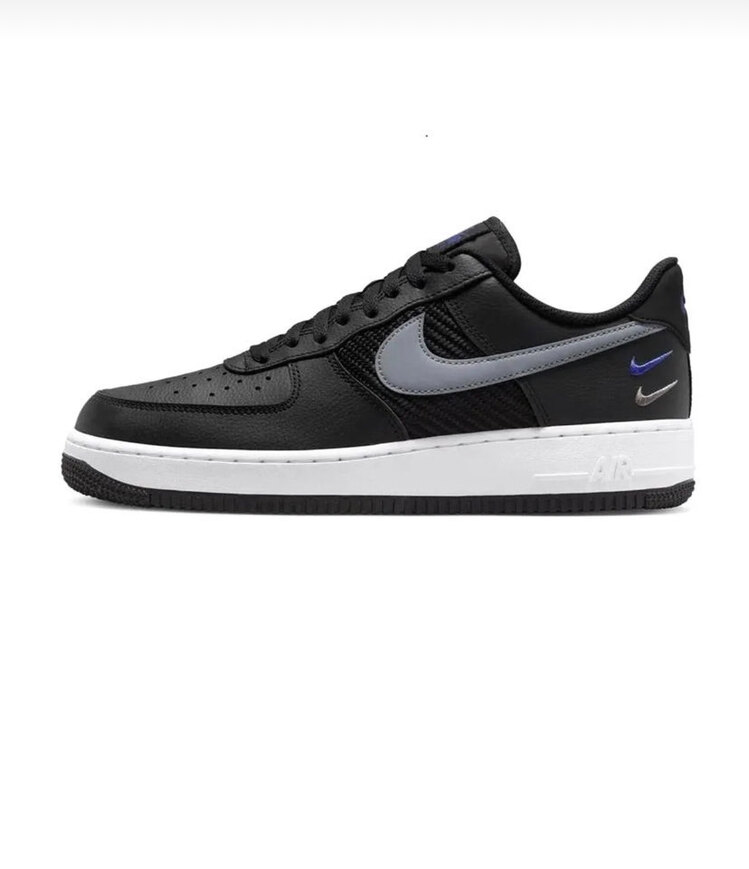 Nike Air Force 1 07 Triple Swoosh Black Grey Racer Blue