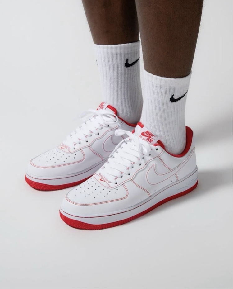 Nike Air Force 1 '07 'Contrast Stitch - White University Red'