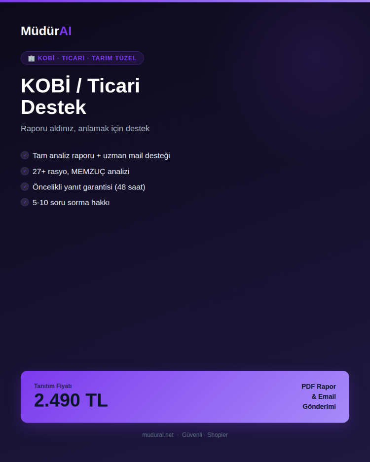 MüdürAI KOBİ / Ticari Destek