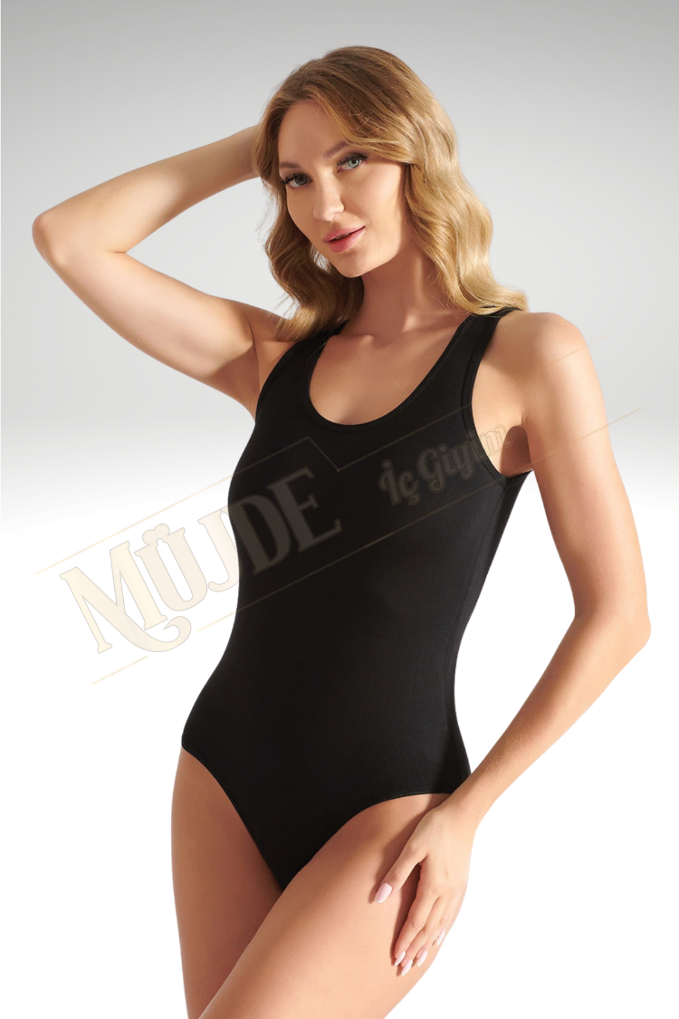 ELT2005 Elit Kadın Modal Elastan Geniş Askılı Body Siyah ( 6 ADET )