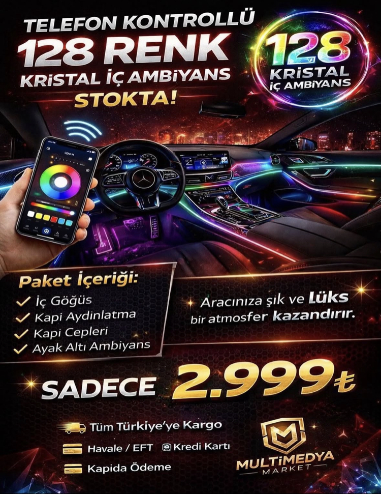 128 RENK TELEFON KONTROLLÜ KRİSTAL AMBİYANS