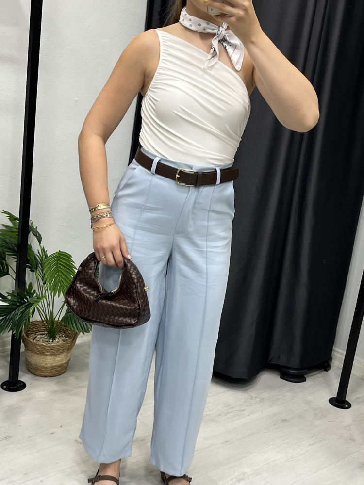 Kemerli Bebe Mavisi Pantolon