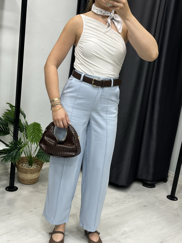 Kemerli Bebe Mavisi Pantolon