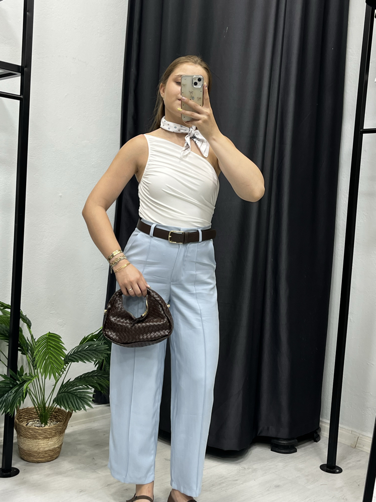 Kemerli Bebe Mavisi Pantolon