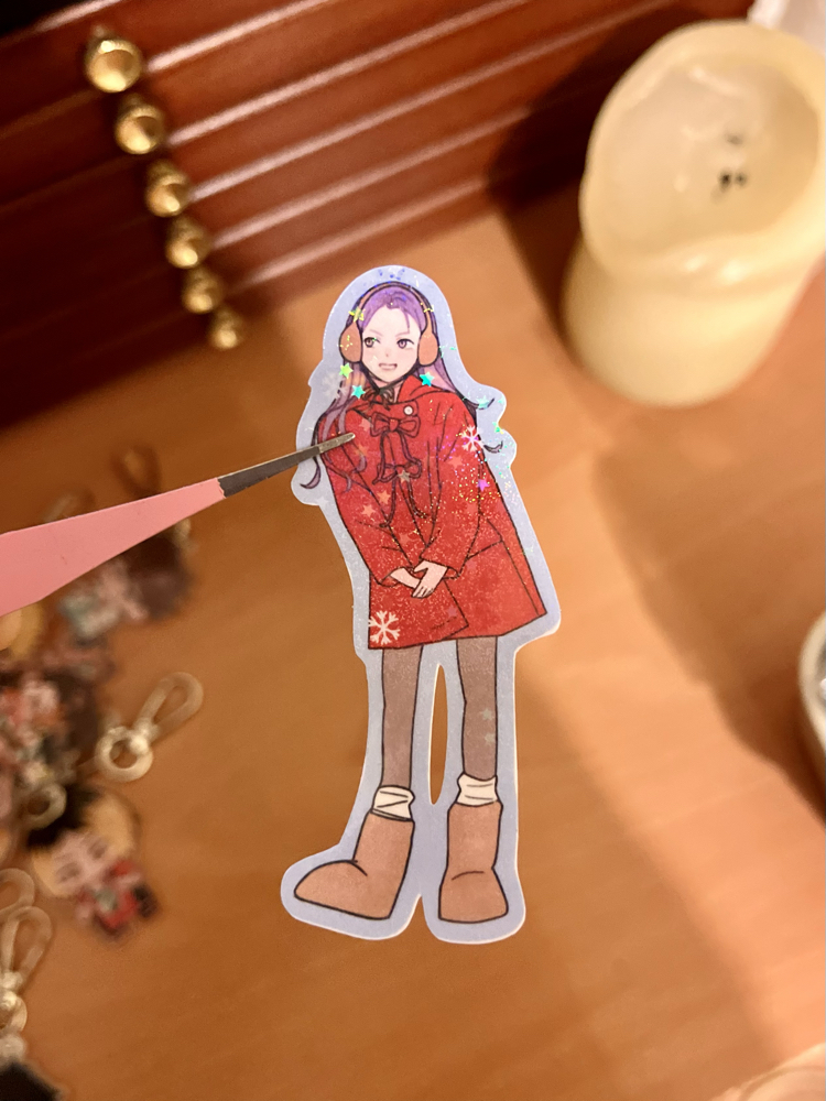 Red coat girl sticker