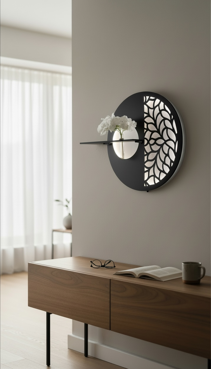 Modern Yaprak Detaylı Işıklı Duvar Dekorasyonu 