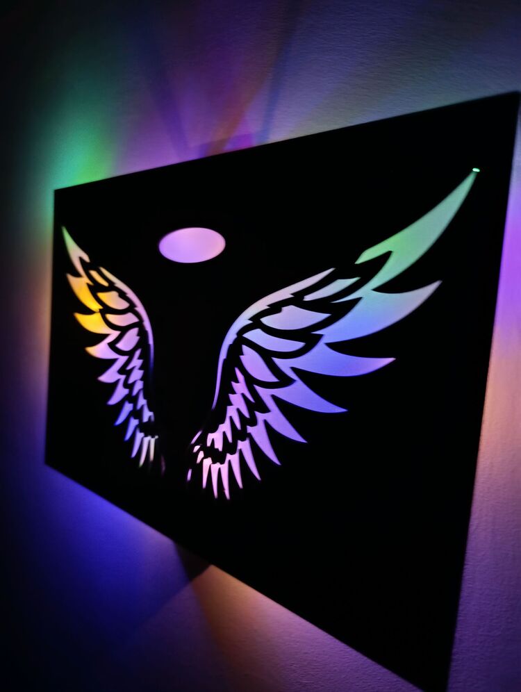Melek Kanadı Rgb Işıklı Tablo -124