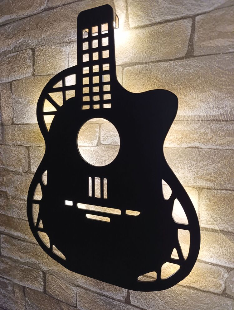 Işıklı Gitar Duvar Dekorasyonu -130