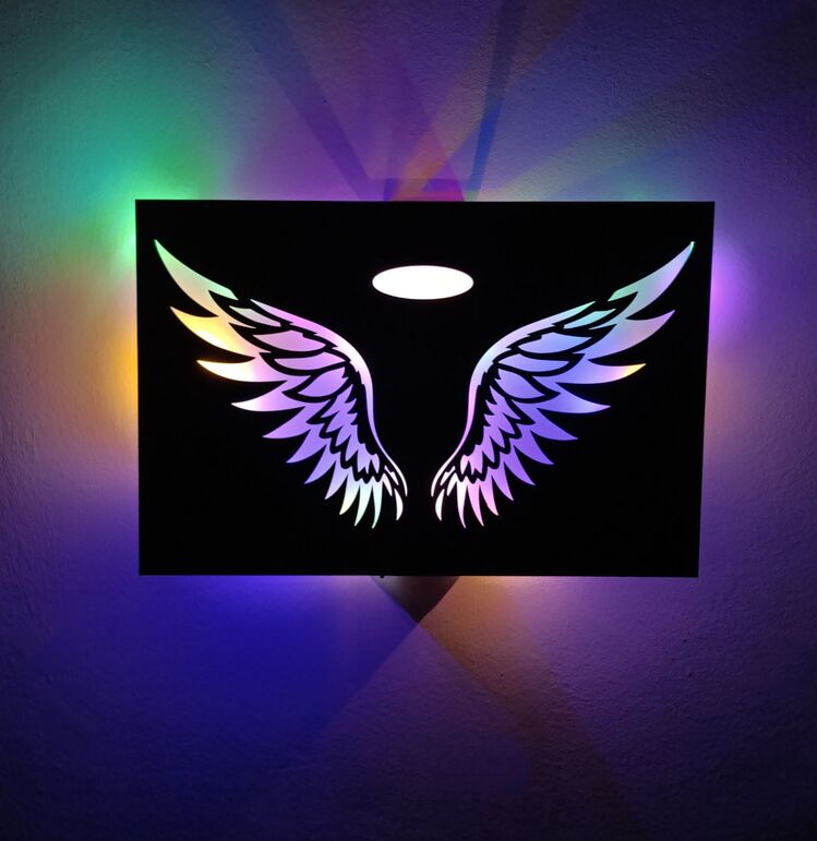 Melek Kanadı Rgb Işıklı Tablo -124