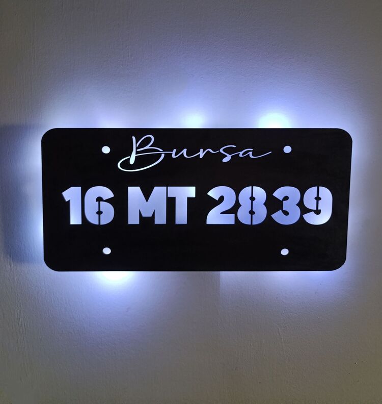 Kişiye Özel Plaka Işıklı Tablo, Duvar Dekorasyonu -132 