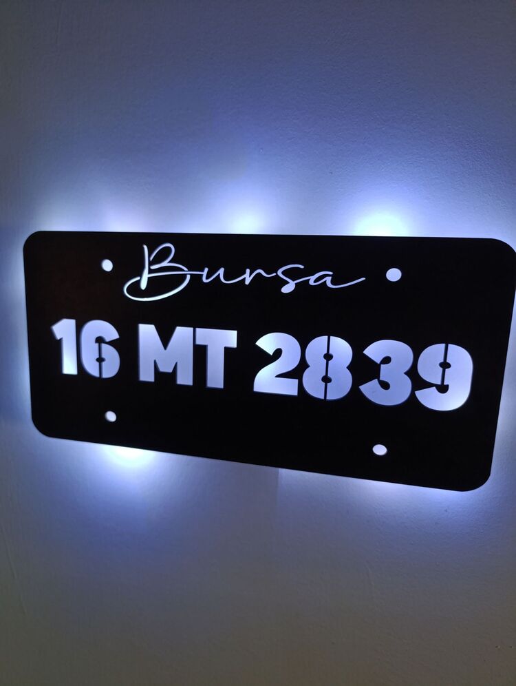 Kişiye Özel Plaka Işıklı Tablo, Duvar Dekorasyonu -132 