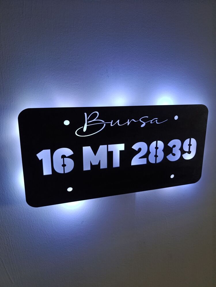 Kişiye Özel Plaka Işıklı Tablo, Duvar Dekorasyonu -132 