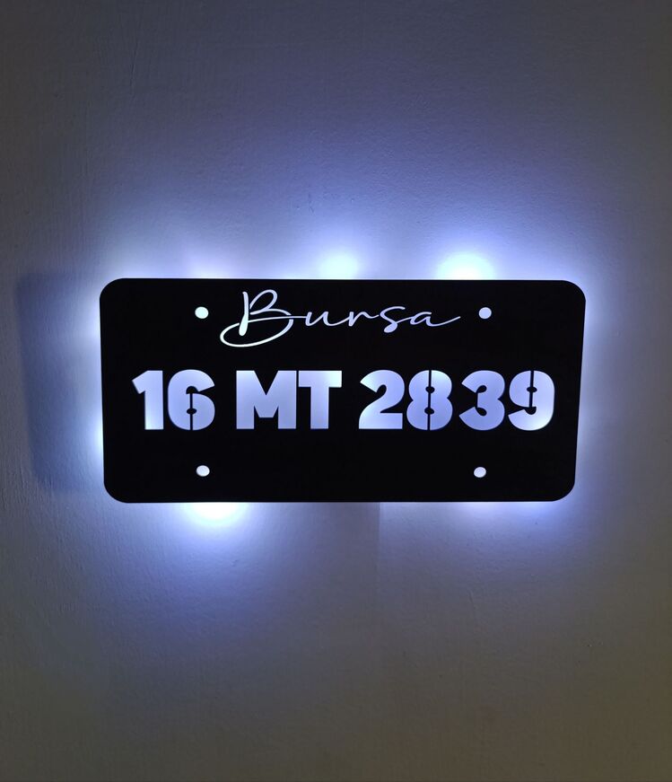 Kişiye Özel Plaka Işıklı Tablo, Duvar Dekorasyonu -132 