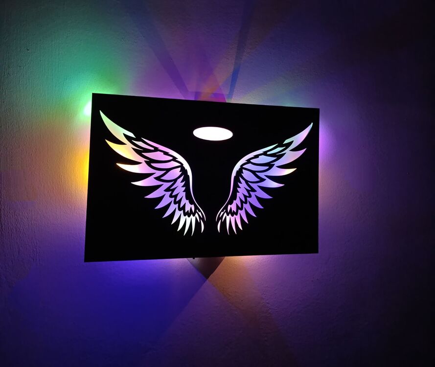 Melek Kanadı Rgb Işıklı Tablo -124