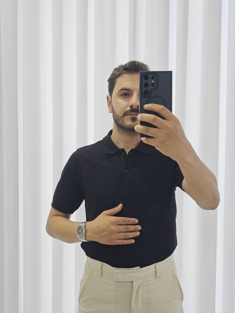 Erkek Siyah Polo Yaka Tişört