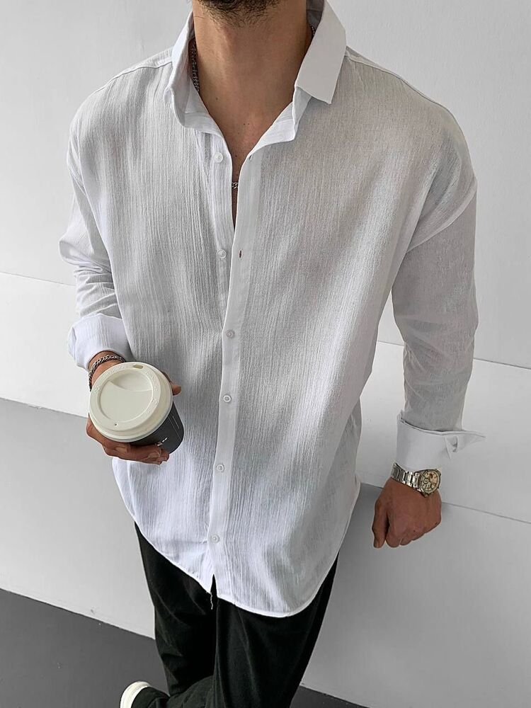 Modern Erkekler İçin Lüks Detaylar: Krinkle Oversize Gömlek