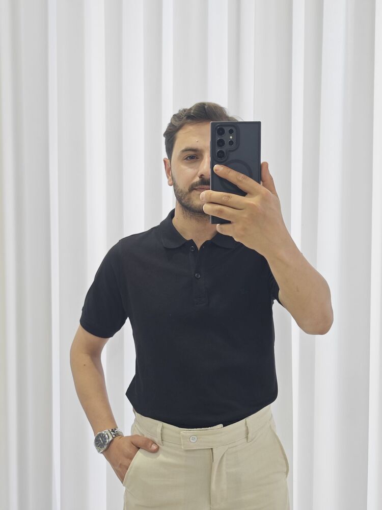 Erkek Siyah Polo Yaka Tişört
