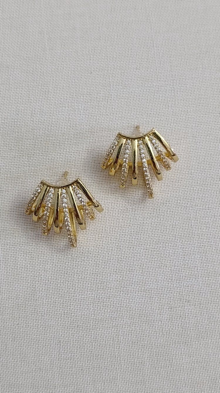 Gold Zirkon Taşlı Çoklu Görünüm Küpe