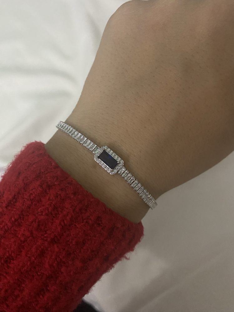 Silver Lacivert Baget Zirkon Bileklik