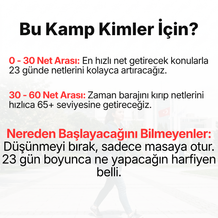23 Günde AYT 60+net Kampı / Seviyene özel kamp!