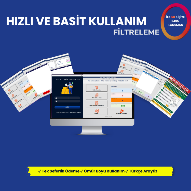 Esnaflar İçin Stok Takip Programı | Excel Tabanlı | Tek Seferlik Ödeme