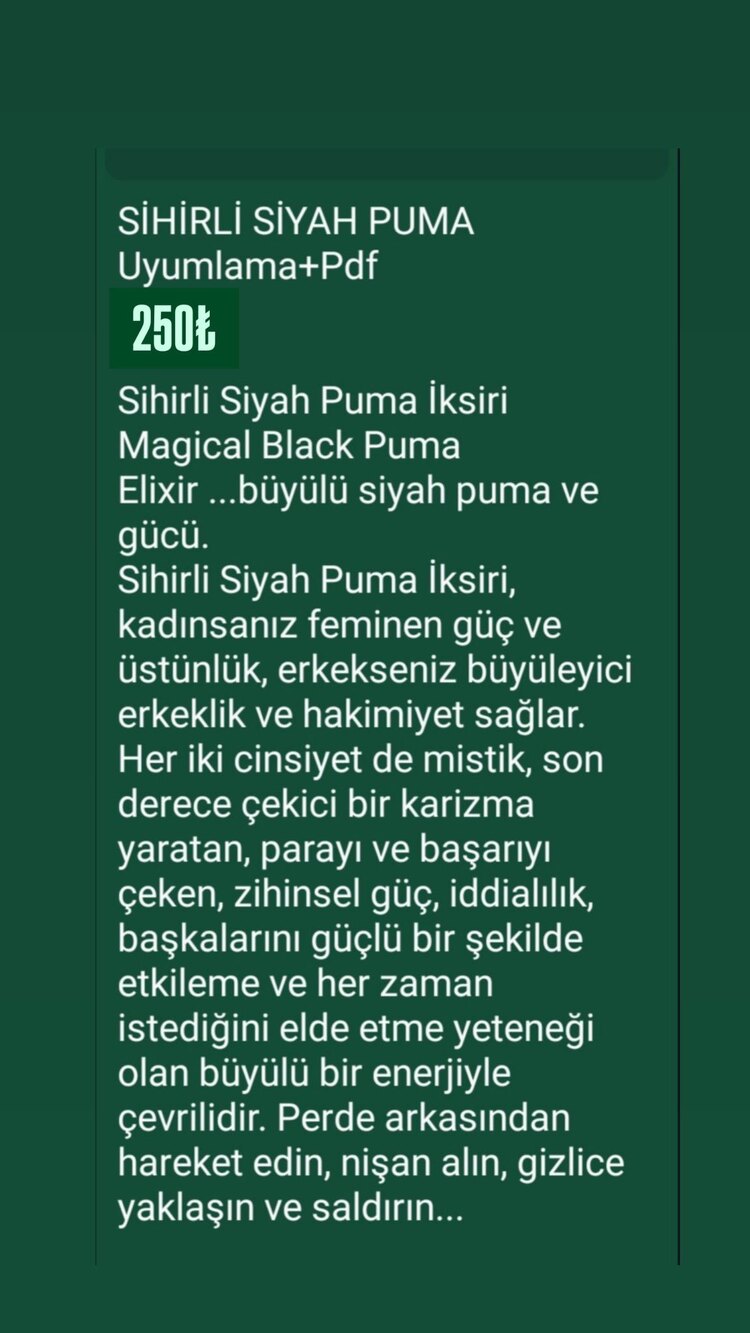 SİHİRLİ SİYAH PUMA İKSİRİ