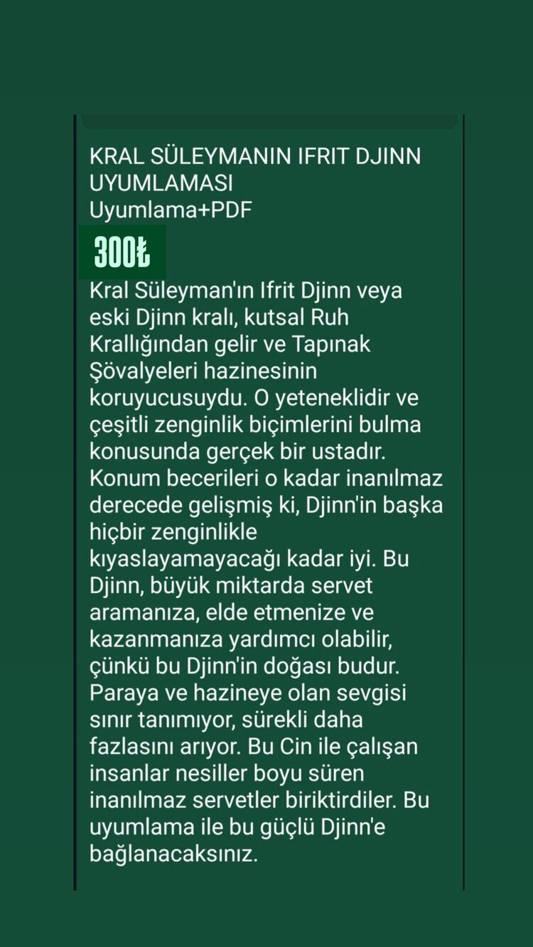 KRAL SÜLEYMANIN IFRIT DJINN UYUMLAMASI