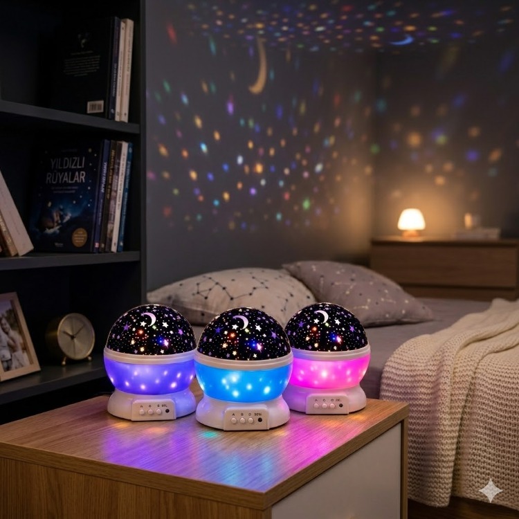 Dönen Starmaster Projeksiyonlu Yıldızlı Gece Lambası