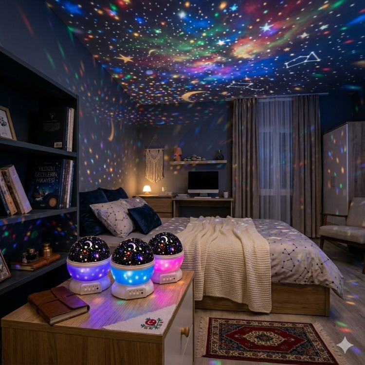 Dönen Starmaster Projeksiyonlu Yıldızlı Gece Lambası