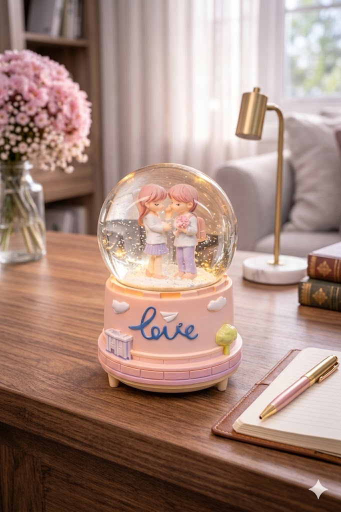 Dekoratif Love Tasarımlı Kar Küresi