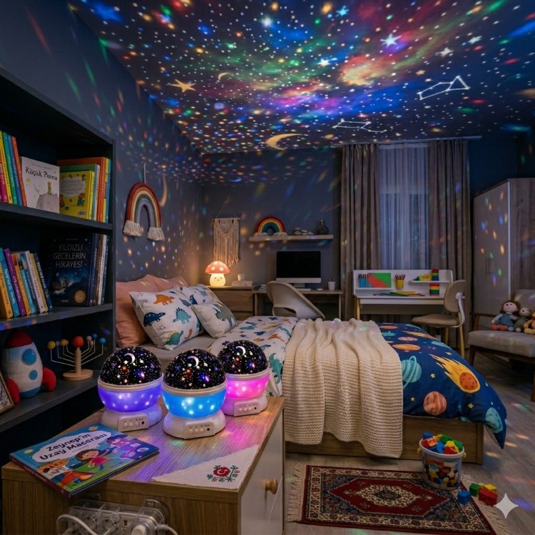 Dönen Starmaster Projeksiyonlu Yıldızlı Gece Lambası