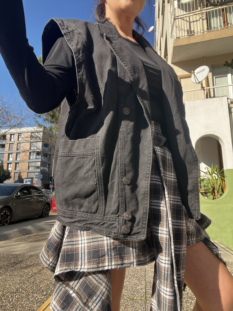 Siyah Denim Yelek 
