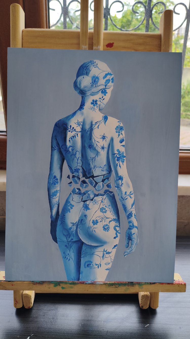Ağaç üzerinde Yağlı boya Tablo | El Yapımı Duvar Dekoru | 30x40 cm