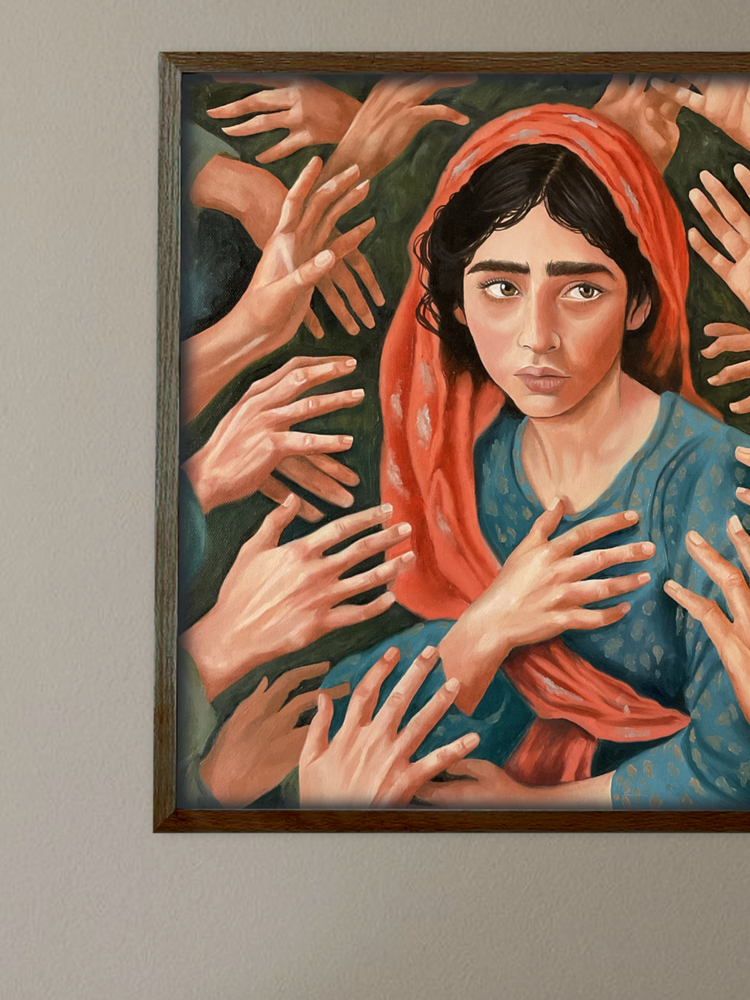 Yargının kucağında | yağlı boya Tablo | El Yapımı Duvar Dekoru | 40x40 cm